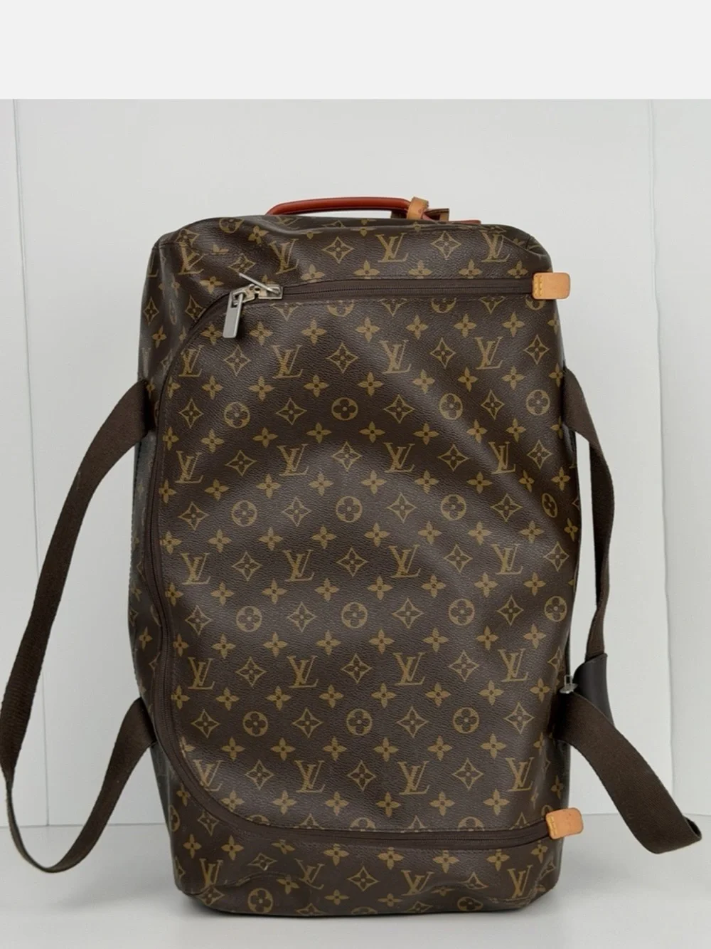 Louis Vuitton Monogram Rolling Travel Bag in Brown with Tan Trim